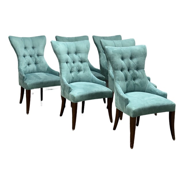 Bernhardt Art Deco Tufted Side Chairs, Set of Six For Sale