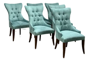Bernhardt Art Deco Tufted Side Chairs, Set of Six