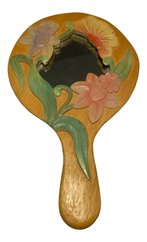 Vintage Artisan Designed Hand Held Vanity Mirror