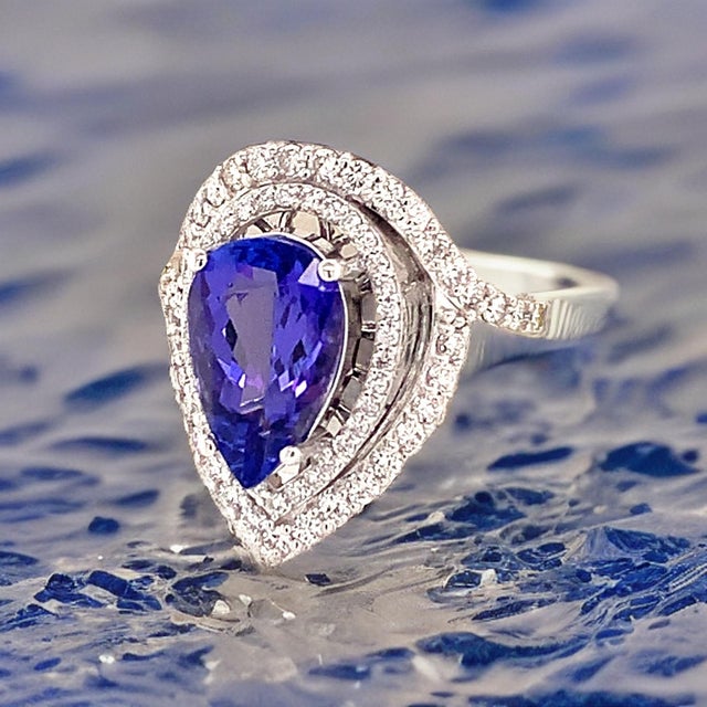 Natural Tanzanite Diamond Ring 14k Gold 4.54 TCW GIA Certified For Sale In New York - Image 6 of 12