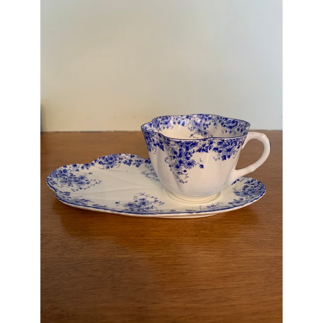 Early 20th Century Shelley Dainty Blue Tea Cups, Saucer, Plus Breakfast