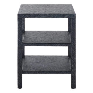 Apis Raffia 2 Shelf Accent Table in Navy For Sale