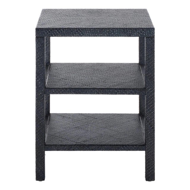Apis Raffia 2 Shelf Accent Table in Navy For Sale