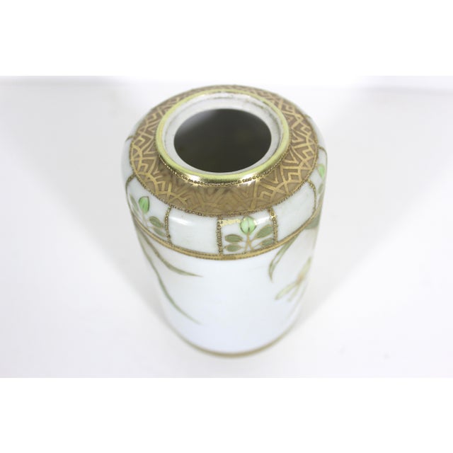 Gold Hand Painted Antique Nippon Porcelain Vase With Moriage Gold Decoration Japan Japanese Circa 1911 For Sale - Image 8 of 12