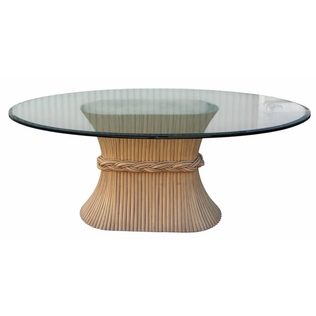 Vintage McGuire Furniture Co Glass Top Horse Track Dining Table.