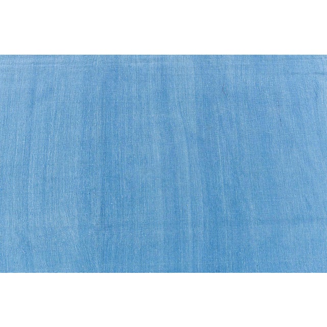 Doris Leslie Blau Indian Dhurrie Vintage Blue Flatweave Cotton Rug Greek Key For Sale In New York - Image 6 of 8