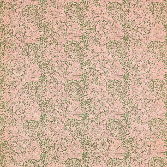 Morris & Co Marigold Fabric in Olive/Pink - a Sample For Sale