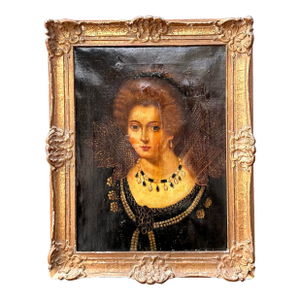 Vintage Original 19th Century Oil Portrait on Canvas