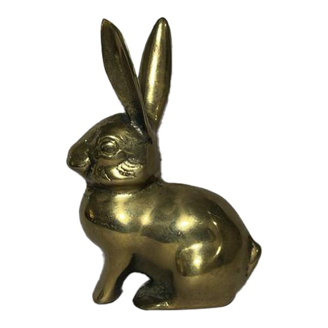 Vintage Solid Brass Bunny Rabbit Figurine For Sale