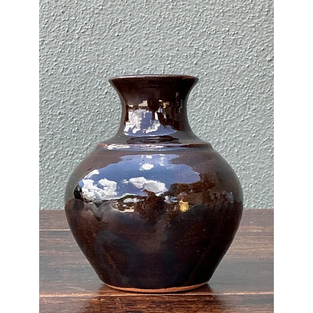Solomon Signed Brown Ceramic Vase For Sale - Image 11 of 12