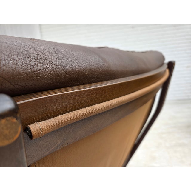 Scandinavian Armchair in Brown Leather, 1970s For Sale - Image 14 of 18