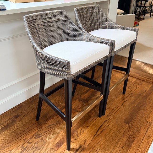 2020s Pair Palecek Vincent Barstools For Sale - Image 5 of 9