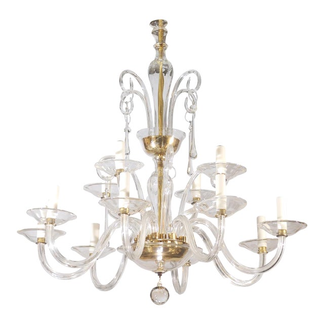 1960s 12-Light Venetian Glass Chandelier For Sale