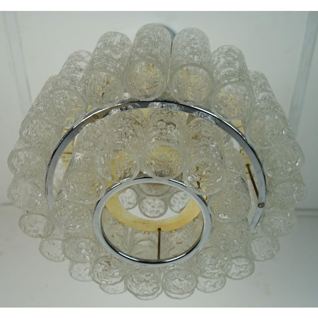 Mid-Century Ice Glass 3-Tier Chandelier with 45 Glass Tubes from Doria Leuchten, 1960s For Sale - Image 4 of 17