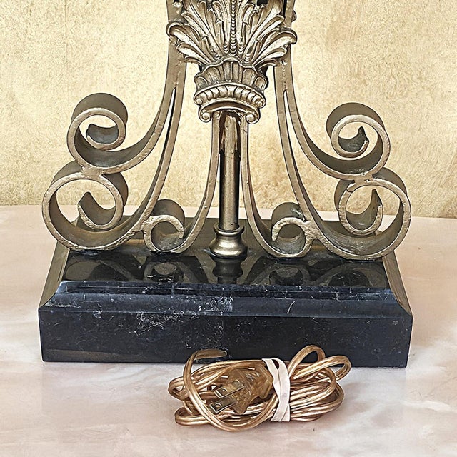 Vintage Maitland-Smith Neoclassical Brass Scrollwork Table Lamp For Sale - Image 13 of 18