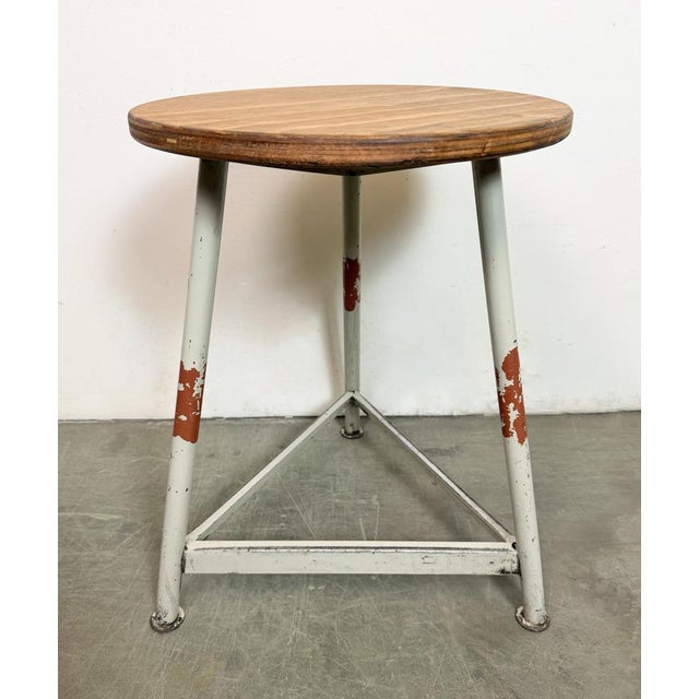 Industrial Grey Workshop Stool, 1960s For Sale - Image 14 of 15