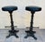 Early 1900s Antique Heavy Cast Iron Bar Stools Barley Twist- A Pair For Sale - Image 9 of 14