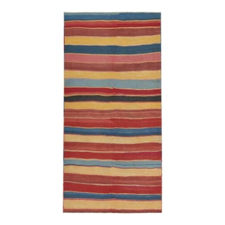 Vintage Bidjar Persian Tribal Kilim in Red, Gold and Blue Stripes by Rug & Kilim For Sale