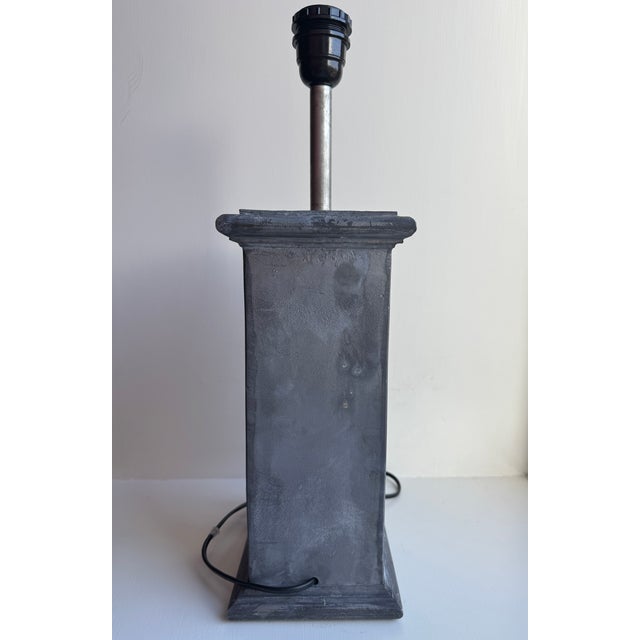 Metal Mid 20th Century Pair of Imposing Vintage French Zinc Column Lamps For Sale - Image 7 of 13