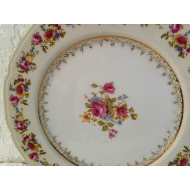 Vintage Matched Victorian Design Floral Porcelain Dinner Plates, Set of 6 For Sale - Image 9 of 11