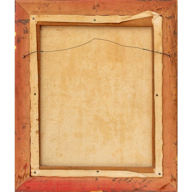 Red Signed Portrait of a Child With Green Parrot, 1961 For Sale - Image 8 of 8