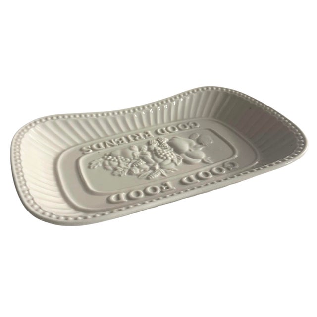 Alabaster Godinger 'Good Food Good Friends' Ceramic Serving Platter For Sale - Image 8 of 9