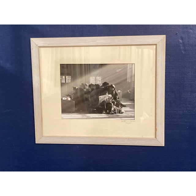 1980s Dazhen Wu, Interesting Black and White Photograph "Chinese Train Station" Signed, Framed For Sale - Image 10 of 10
