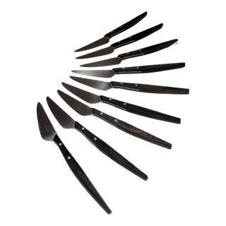 Mac De Luxe Series Steak Knives Mid-Century Japan Stainless Steel Wood For Sale