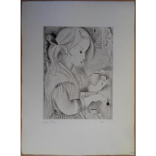 Emilia "mily" possoz (1888-1967) the domino player original engraving signed in pencil limited edition of 40...