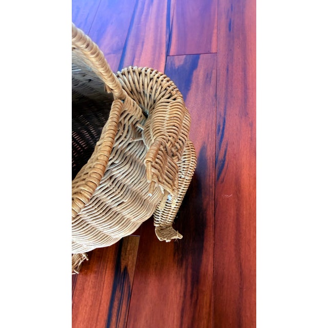 Rare Vintage Frog Shaped Wicker Basket 1960’s-1970’s Oliver Cajen Glass Marble Eyes For Sale - Image 4 of 11