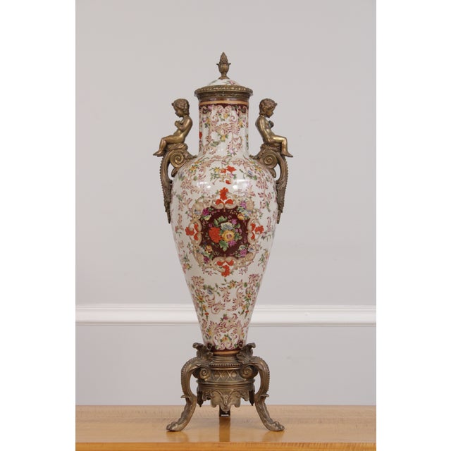 Age: Approx: 25 Years Old Details: High Quality Construction Large Impressive Urns Bronze Putil Side Mounts French Style...