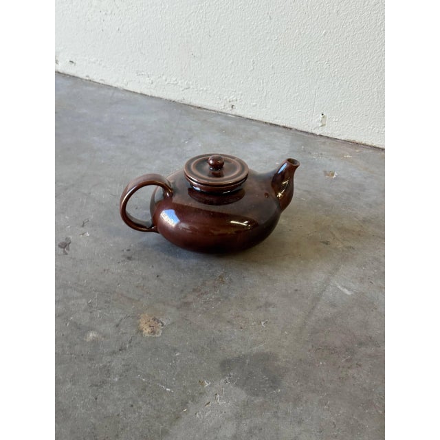 1960s 1960s Danish Knabstrup Keramik Teapot – Vintage Mid-Century Scandinavian Modern Brown Glazed Ceramic For Sale - Image 5 of 8