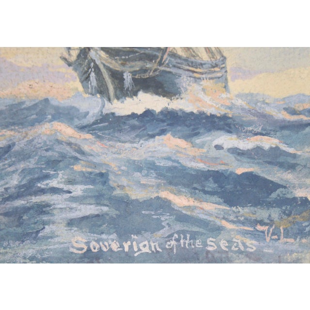 Early 20th Century "Sovereign of the Seas" - Seascape With Sailing Ship by Victor Lind For Sale - Image 5 of 6