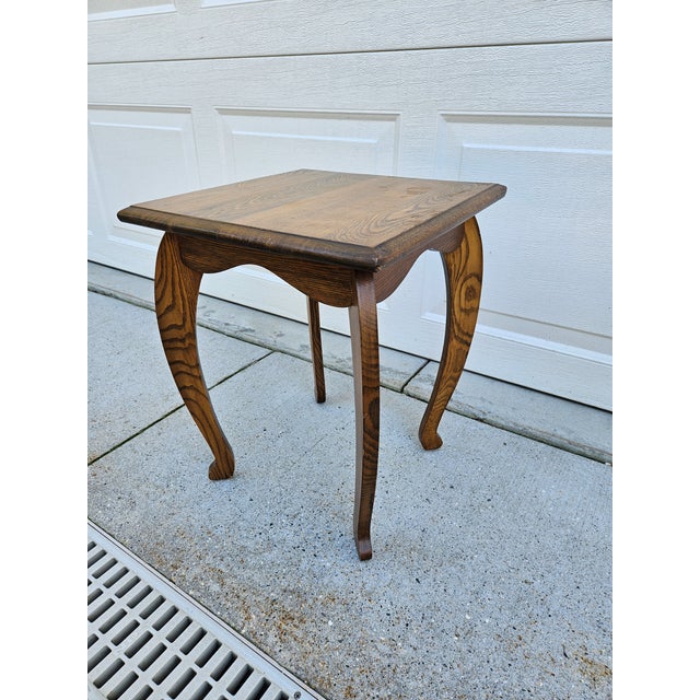 Vintage Square Oak Plant Stand or Small Side Table For Sale - Image 6 of 6