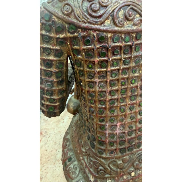 Mid 20th Century Hand-Carved Chinese Wooden Figural Sculpture of Seated Musician Holding Musical Instrument For Sale - Image 11 of 12