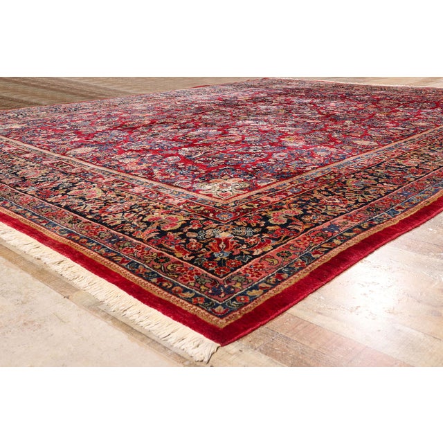 Red Red Antique Persian Sarouk Rug, 11'10 X 15'06 For Sale - Image 8 of 10