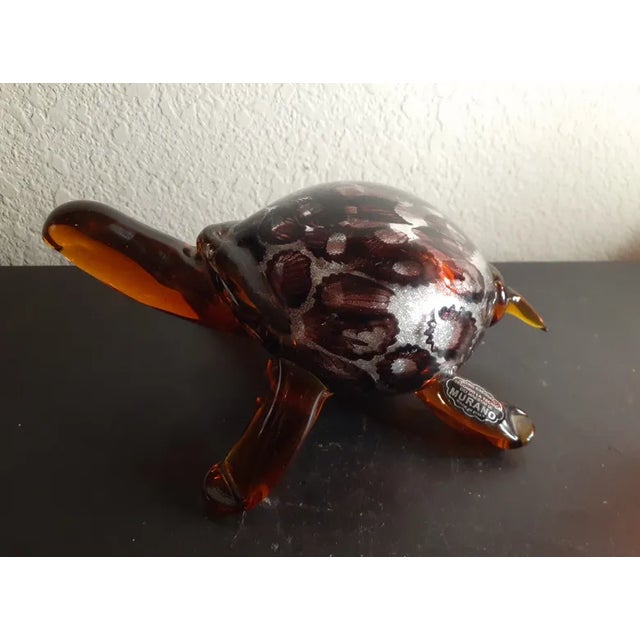 1980s Murano Italy Silver Aventurine Amber Art Glass Turtle Figurine For Sale - Image 10 of 10