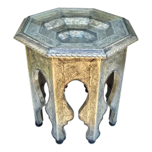 Late 20th Century Engraved Glass-Top Moroccan Table