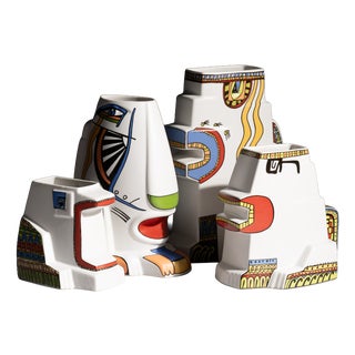 Leones Porcelain Vase Set by Javier Mariscal for Rosenthal, 1990s, Set of 4 For Sale