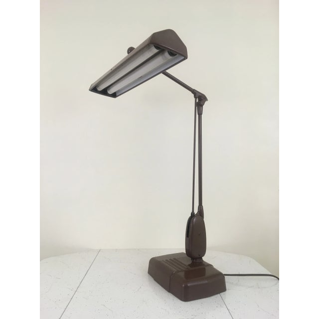 Brown 20th Century Industrial Dazor Floating Flourescent Desk Lamp For Sale - Image 8 of 12