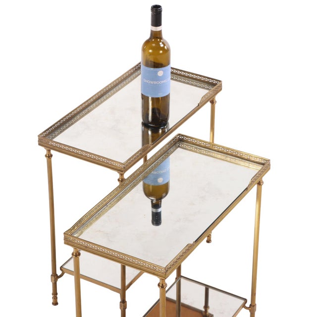 Mid 20th Century A Beautiful Pair of French Brass and Mirrored Tables, in the Manner of Jansen For Sale In Philadelphia - Image 6 of 7