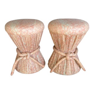1980s Chintz Hourglass Stools - a Pair For Sale