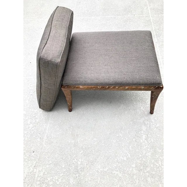 1990s 1990s Upholstered Ottoman With Fruitwood Legs For Sale - Image 5 of 7