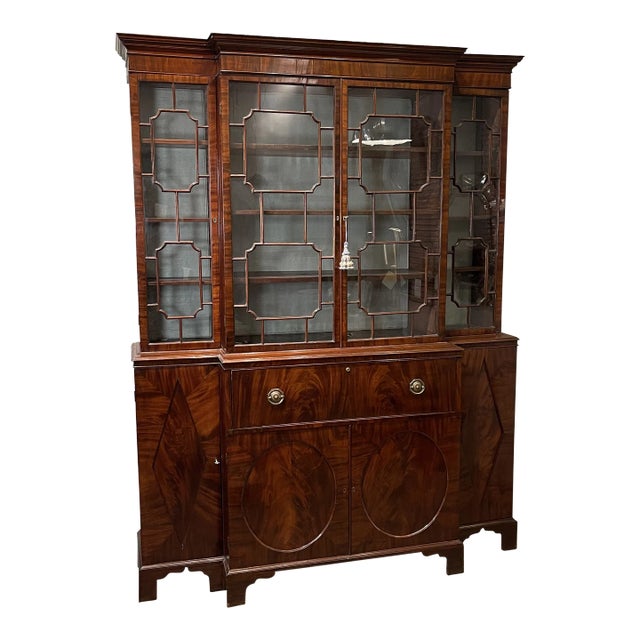 George III Mahogany Breakfront Bureau Bookcase For Sale