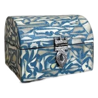 Handmade Wooden Box With Metal and Resin–Unique Decorative Storage Chest for Jewelry & Keepsakes For Sale