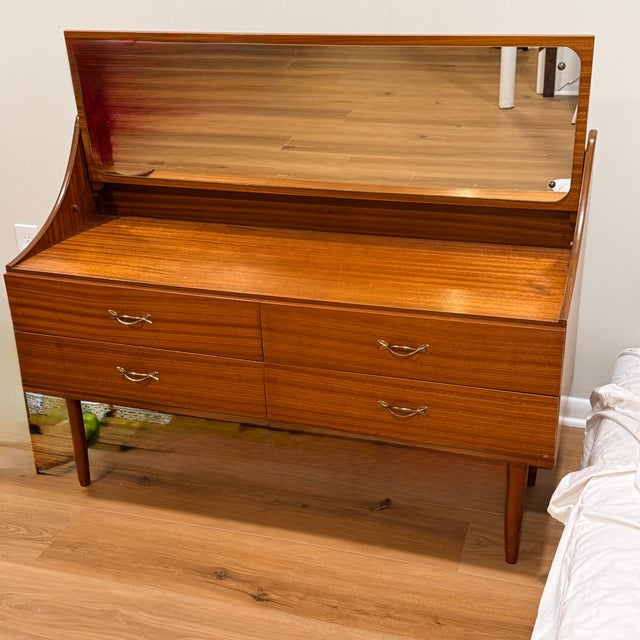 Brown Vintage Danish Dressing Table With Mirror For Sale - Image 8 of 8