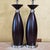 Pair of Contemporary Espresso Wood Hourglass Lamps With Brushed Nickel Accents and Linen Shades For Sale In Washington DC - Image 6 of 18