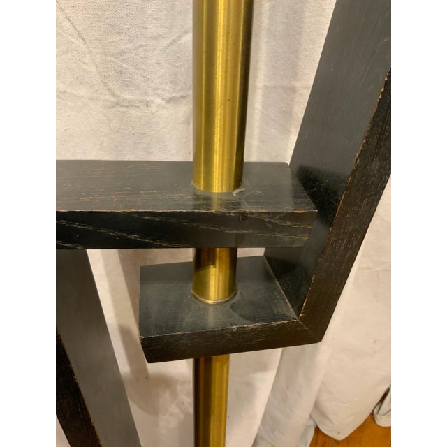 Vintage James Mont Style Cérused Oak and Brass Floor Lamp For Sale - Image 11 of 12