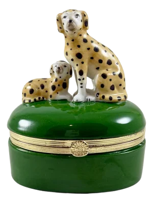 Fitz & Floyd Spotted Dogs Porcelain Trinket Box