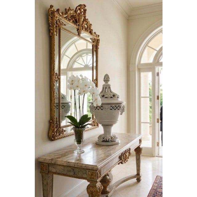 White Large Mid-Century Italian White Glazed Ceramic Covered Urn With Cherub Medallions For Sale - Image 8 of 11